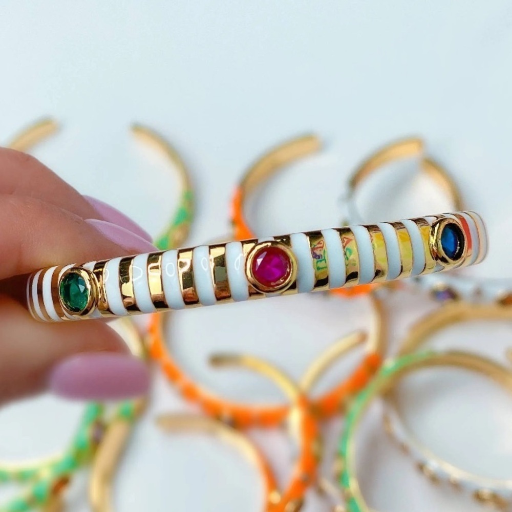 Taylor Shaye Rainbow Tasha Striped Enamel Bangle - Picture 2 of 3